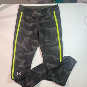 Under Armour Womens Large 7/8 Leggings Green Compression Camo Printed